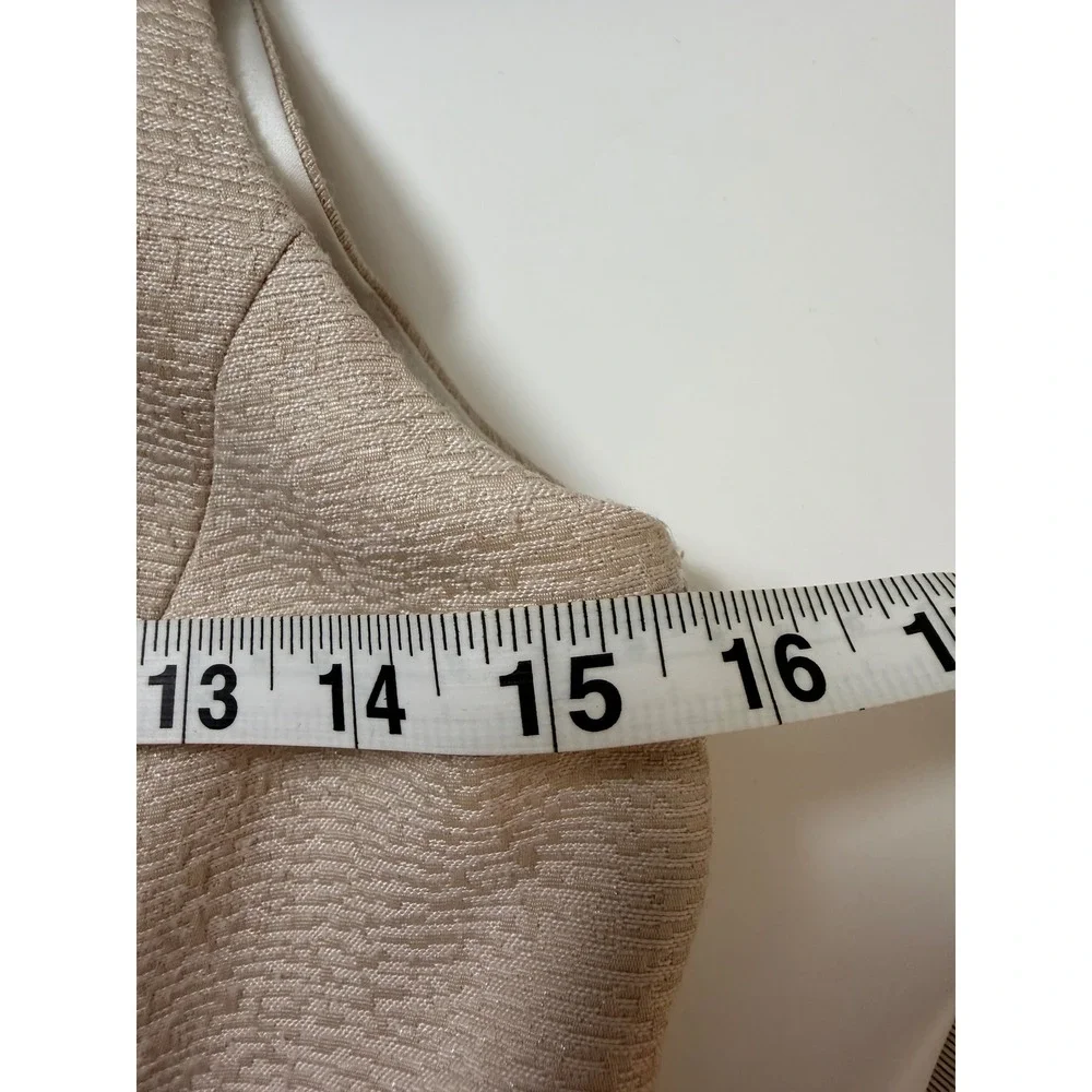 Gianni Bini Dress 4‎ Champagne Cream Excellent Front Zip Open Back Cocktail